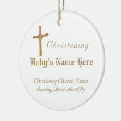 宗教的パーソナライズされた写真ベビーゴールデンクロス セラミックオーナメント (左)