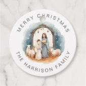 宗教的パーソナライズされた出生クリスマス フェイバータグ (正面)