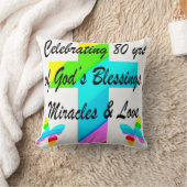 宗教的パーソナライズされた80番目の誕生日デザイン クッション (ブランケット)