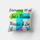 宗教的パーソナライズされた80番目の誕生日デザイン クッション (裏面)