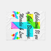 宗教的パーソナライズされた80番目の誕生日デザイン フリースブランケット (正面(横))