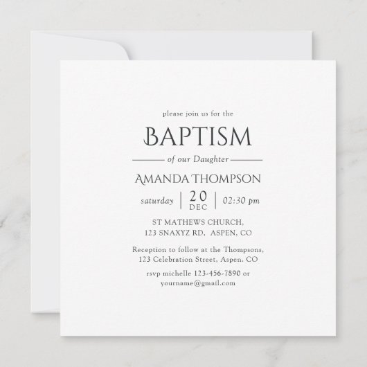 宗教的ピンクガーリークリスチャン洗礼招待状 招待状 (裏面)