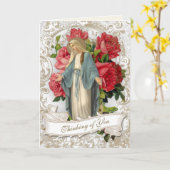 宗教的フレンドシップヴァージンマリアヴィンテージレッドロゼス カード (黄色い花)