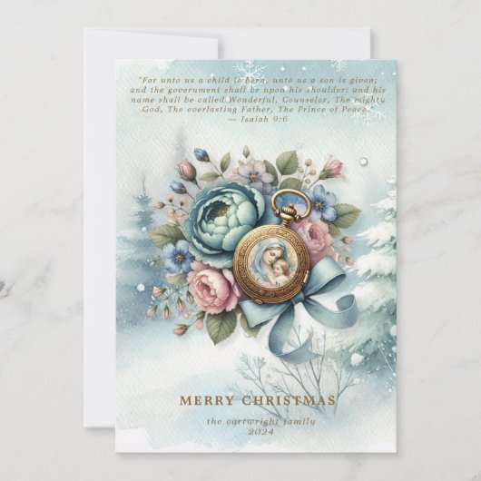宗教的フローラクリスマス出生聖なる書物、 経典 シーズンカード (正面)