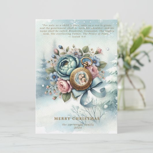 宗教的フローラクリスマス出生聖なる書物、 経典 シーズンカード (スタンド正面)