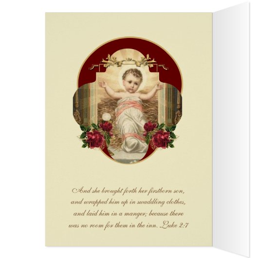 宗教的ベビーイエス聖なる書物、 経典クリスマスヴィンテージ (内側 (左))