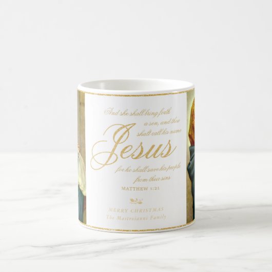 宗教的マドンナと子カトリックのクリスマスプレゼント コーヒーマグカップ (中央)