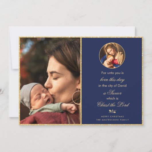 宗教的マドンナと子カトリック写真クリスマス シーズンカード (正面)