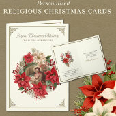宗教的メリークリスマス出生ポインセチア シーズンカード