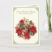 宗教的メリークリスマス出生ポインセチア シーズンカード (正面)