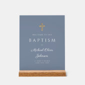 宗教的モダンなほこりっぽい青い男の子バプテスマ アクリルサイン (正面)
