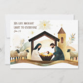 宗教的モダンなクリスマス出生ホリーファミリー シーズンカード (正面)