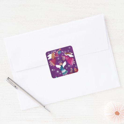 宗教的モダンなクリスマス、三天使 スクエアシール (封筒)