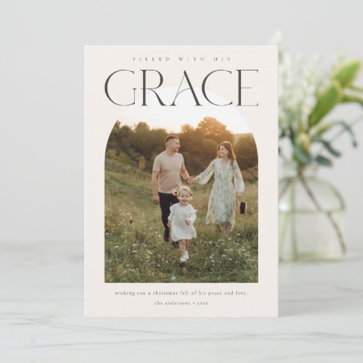 宗教的モダンキリスト教のアーチ写真クリスマス シーズンカード (スタンド正面)