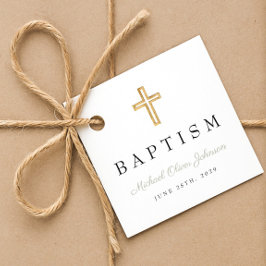 宗教的モダンクロスセージ緑のスクリプトバプテスマ フェイバータグ