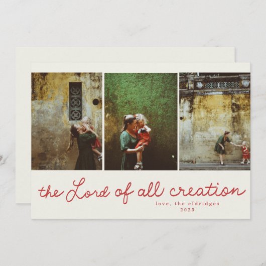 宗教的モダン手書きクリスマスフォトカード 招待状 (正面/裏面)