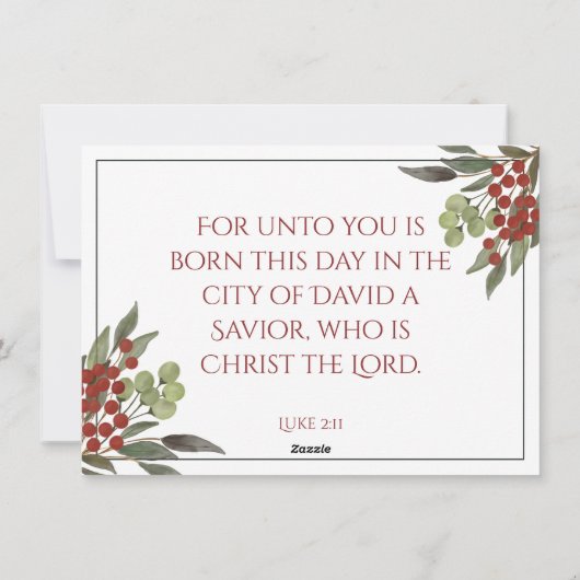 宗教的モダン脚赤ホリーのクリスマスフォト シーズンカード (裏面)