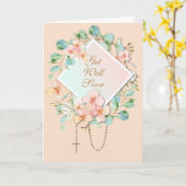 宗教的ユーカリプトゥスロザリオヴァージンメアリー聖なる書物、 経典 カード (黄色い花)