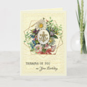 宗教的ヴァージンマリアンクロスフローラ誕生日 シーズンカード (正面)