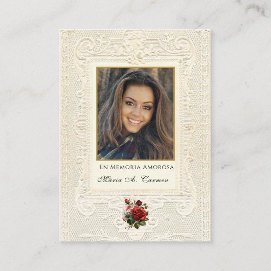 宗教的ヴァージンメアリスペインのー葬儀祈りの言葉プラック プレイスカード (正面)