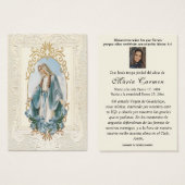 宗教的ヴァージンメアリスペインのー葬儀祈りの言葉 (正面&裏面)