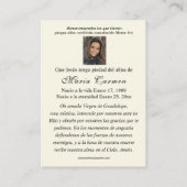 宗教的ヴァージンメアリスペインのー葬儀祈りの言葉 プレイスカード (裏面)