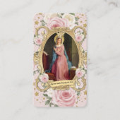 宗教的ヴァージンメアリヴィンテージピンクローズ祈りの言葉 エンクロージャーカード (正面)