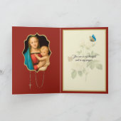 宗教的ヴァージンメアリーとベビーイエズホワイトローズ カード (内部)