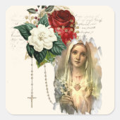 宗教的ヴァージンメアリーバラエレガントヴィンテージハート スクエアシール (正面)