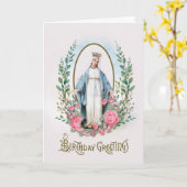 宗教的ヴァージンメアリーバラカトリック誕生日カード カード (黄色い花)
