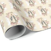 宗教的ヴァージンメアリーピンクローゼスヴィンテージ ラッピングペーパー (ロールコーナー)