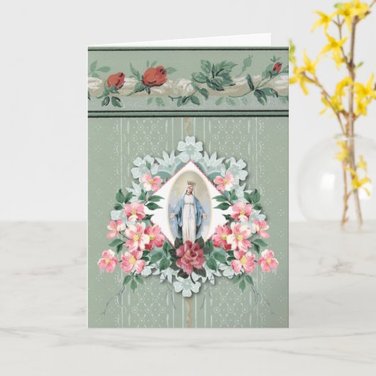 宗教的ヴァージンメアリーフローラロザリオ聖なる書物、 経典 カード (黄色い花)