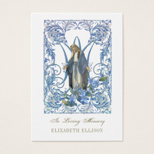 宗教的ヴァージンメアリーフローラ葬儀祈りの言葉カード (正面)