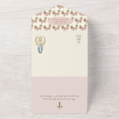 宗教的ヴァージンメアリーブルーフローラ誕生日 オールインワン招待状 (外側)