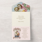 宗教的ヴァージンメアリーブルーフローラ誕生日 オールインワン招待状 (内側)