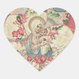 宗教的ヴァージンメアリーベビーイエスフローラ花びら ハートシール