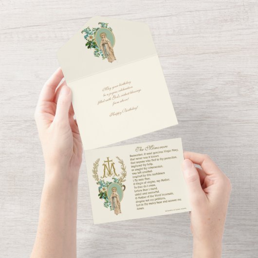 宗教的ヴァージンメアリールルド誕生日 オールインワン招待状 (貼ってはがせる)