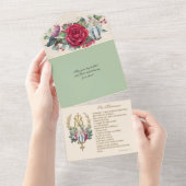 宗教的ヴァージンメアリーレッドローゼスポサレット オールインワン招待状 (貼ってはがせる)