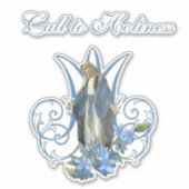 宗教的ヴァージンメアリーレディーオブグレースブルーフラワーズ シール (正面)