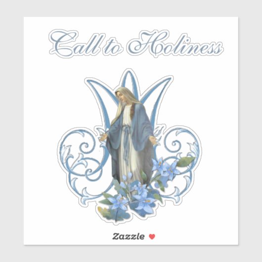 宗教的ヴァージンメアリーレディーオブグレースブルーフラワーズ シール (シート)