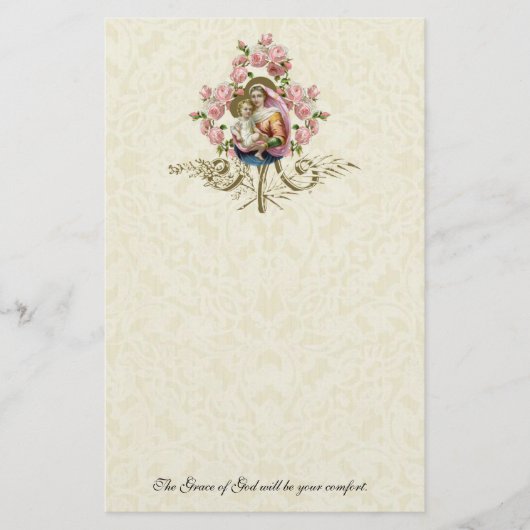 宗教的ヴァージンメアリーヴィンテージカトリックバラ (正面)