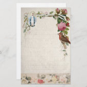 宗教的ヴァージンメアリーヴィンテージカトリックフローラ 便箋 (正面/裏面)