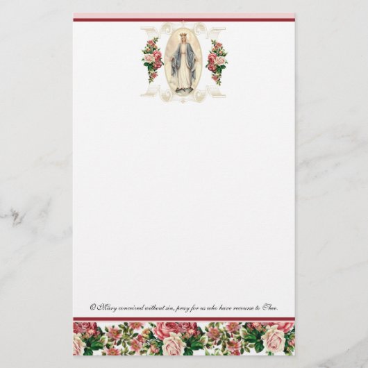 宗教的ヴァージンメアリーヴィンテージカトリック祈りの言葉 (正面)