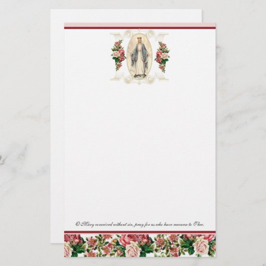 宗教的ヴァージンメアリーヴィンテージカトリック祈りの言葉 (正面/裏面)