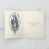 宗教的ヴァージンメアリーヴィンテージブルーフラワーズ カード (内部)