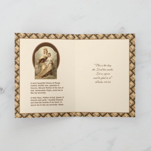 宗教的ヴァージンメアリー山カルメルイエス祈りの言葉 カード (内部)