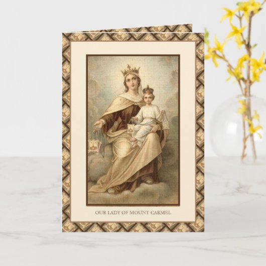 宗教的ヴァージンメアリー山カルメルイエス祈りの言葉 カード (黄色い花)