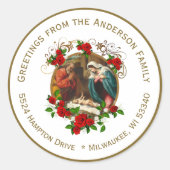 宗教的ヴァージンメリーイエズクリスマス出生 ラウンドシール (正面)