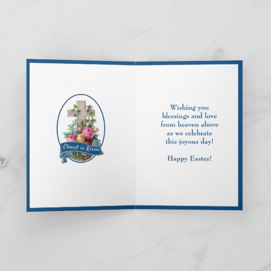 宗教的ヴィンテージイースターフローラクロス恵みホ シーズンカード (内部)