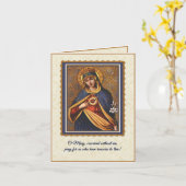 宗教的ヴィンテージカトリックヴァージンメアリー祈りの言葉 カード (黄色い花)
